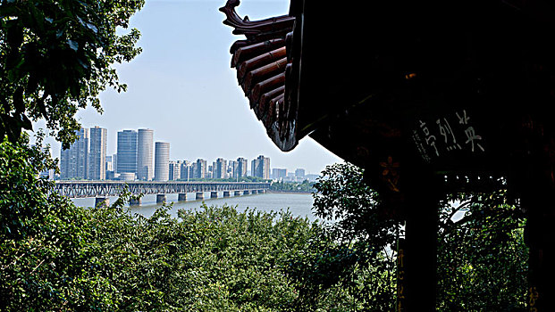 从杭州市革命烈士纪念馆英烈亭看钱塘江大桥