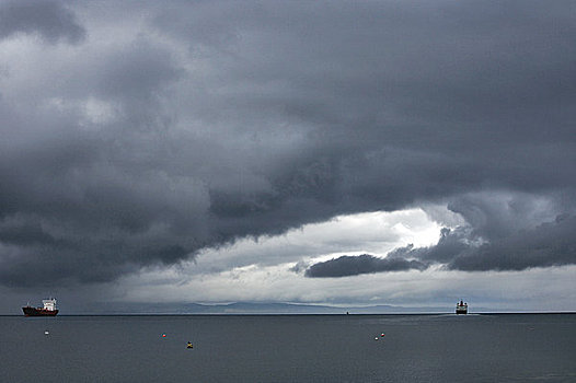 苏格兰,北爱尔郡,阿兰岛,风暴,天空,上方,货船,岛,渡轮,海岸