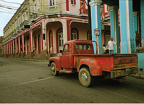 皮卡,停车标志,古巴