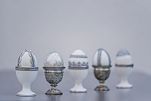 复活节彩蛋,蕾丝,灰色,蛋杯,不同