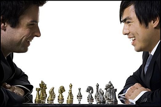 两个,商务人士,玩,下棋