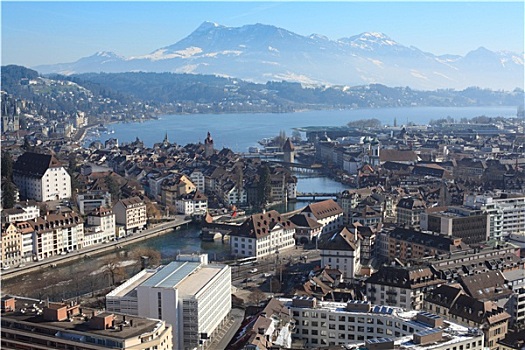 冬天,城市,卢塞恩市,瑞士