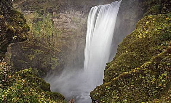 瀑布,围绕,苔藓,石头,风景,冰岛