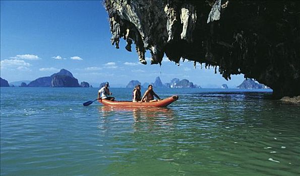 攀牙,游客,独木舟,船,假日,泰国,亚洲