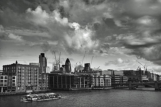 英格兰,伦敦,城市,风景,泰晤士河,地标建筑,塔,新,建筑