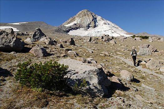 远足者,东方,胡德山,火山,喀斯喀特山脉,俄勒冈,美国