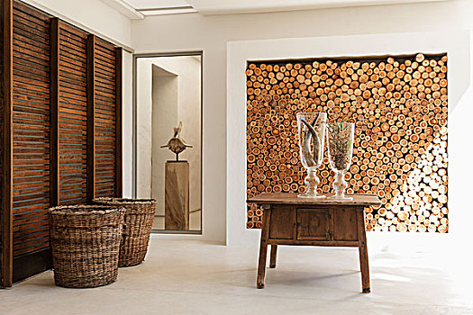 木头,原木,墙壁,桌子,现代,大厅