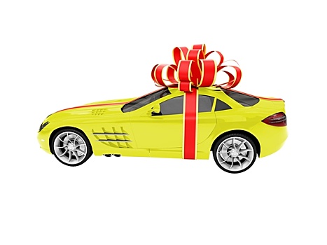 礼物,隔绝,黄色,汽车,侧面视角