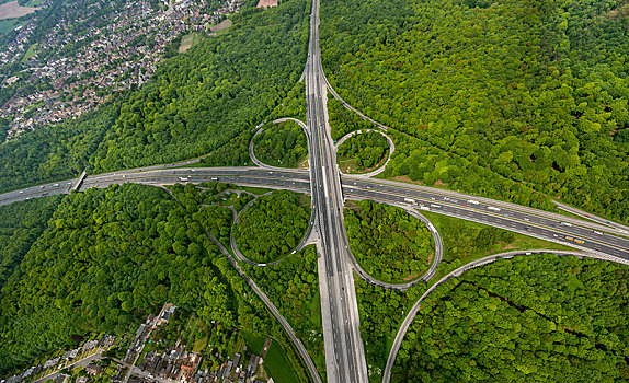 航拍,奥伯豪森,高速公路,连通,北莱茵威斯特伐利亚,德国,欧洲