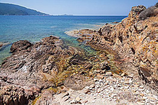 海边风景,石头,海水,南科西嘉省,海滩