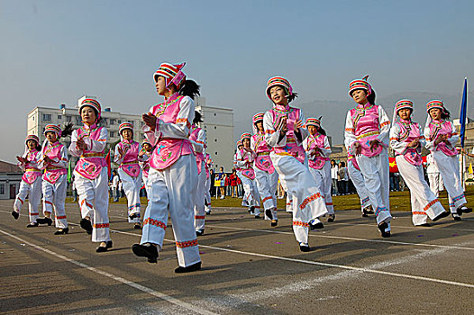 学生,表演,运动会,昆明,云南,中国,十一月,2006年