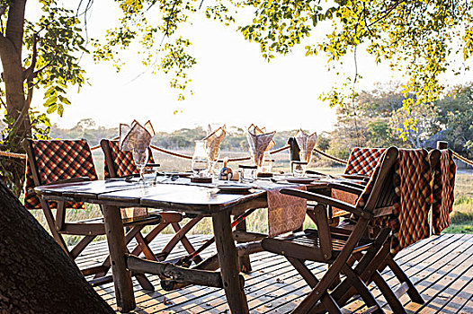风景,餐桌,狩猎小屋,国家公园,赞比亚