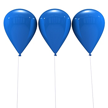 三个,蓝色,气球