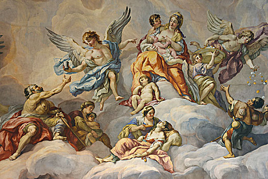 天使,小天使,巴洛克,天花板,壁画,卡尔教堂,维也纳