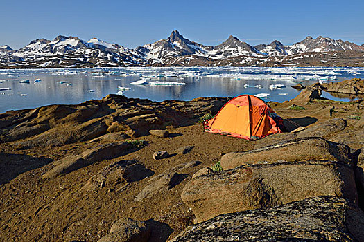 营地,帐蓬,风景,奥斯卡,安马沙利克岛,东方,格陵兰