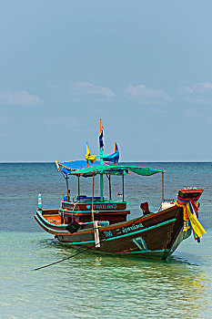 船,蓝绿色海水,岛屿,龟岛,海湾,泰国,亚洲