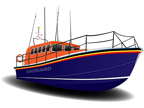 橙色,蓝色,海岸警卫队,救生艇