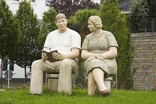 雕塑,伴侣,藻厄兰,北莱茵威斯特伐利亚,德国,欧洲
