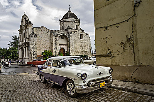 20世纪50年代,古董车,街景,哈瓦那旧城,哈瓦那,古巴