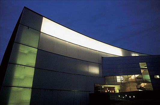 博物馆,夜晚,光亮,赫尔辛基,芬兰,斯堪的纳维亚,欧洲