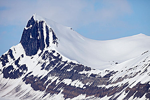 积雪,山,峡湾,斯匹次卑尔根岛,挪威