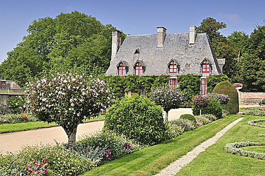 舍农索城堡,花园,法国,城堡,靠近,小,乡村,卢瓦尔河谷,建造,15-16岁,世纪,旅游胜地