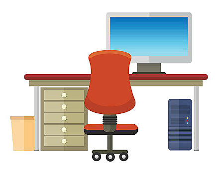 现代办公室,室内,桌面,公寓,设计,办公室,房间,插画,工作场所