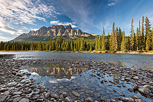 城堡山,弓河,班芙国家公园,艾伯塔省,加拿大,北美