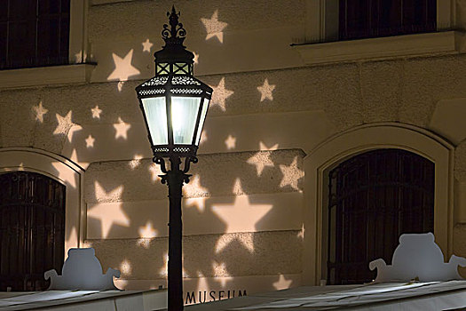 路灯,圣诞灯光,霍夫堡,宫殿,米歇尔广场,城市,地区,维也纳,奥地利,欧洲