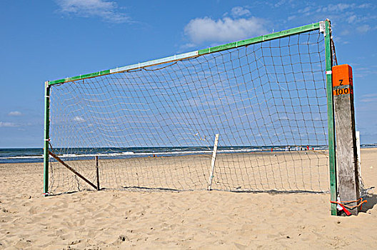 足球,球网,海滩