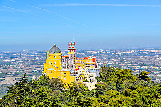 景色,俯视,彩色,岩石,国会大楼,辛特拉,市区,里斯本,区域,葡萄牙
