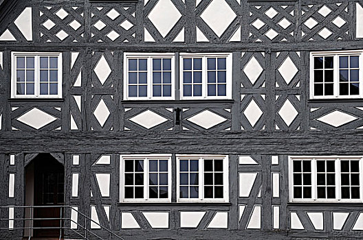 老,半木结构,建筑,17世纪,世纪,巴登符腾堡,德国,欧洲