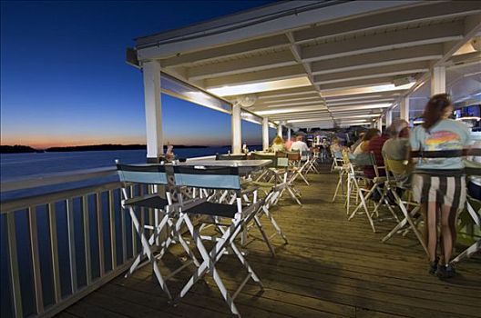 佛罗里达礁岛群,胜地,客人,酒吧,看,日落