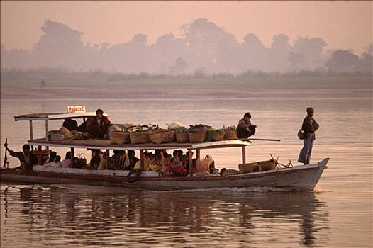 缅甸,异教,人,船,河