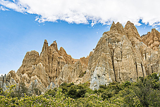 粘土,悬崖,靠近,岩石构造,坎特伯雷地区,南部地区,新西兰,大洋洲