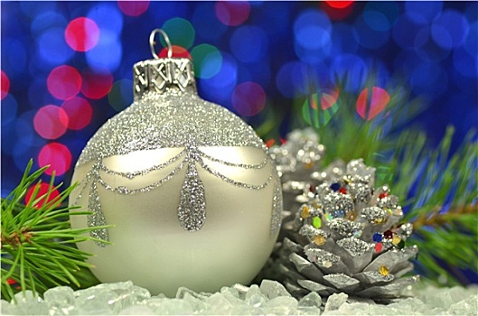 圣诞装饰,银,圣诞球,背景