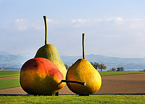 巨大,梨,雕塑,阿姆斯特顿,莫斯托格,下奥地利州,奥地利,欧洲