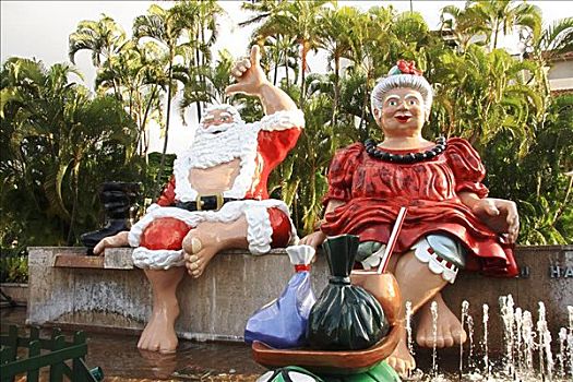 夏威夷,瓦胡岛,檀香山,圣诞装饰,市区,圣诞老人