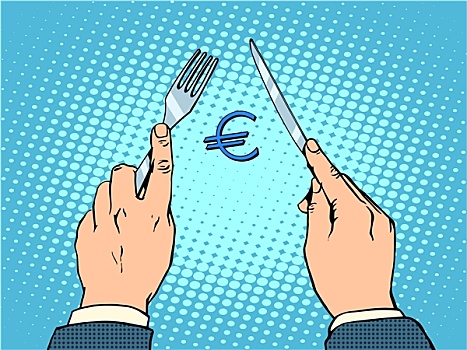 欧洲,欧元,刀,叉子,金融,概念
