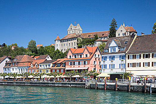 城堡,湖岸,散步场所,康士坦茨湖,巴登符腾堡,德国,欧洲