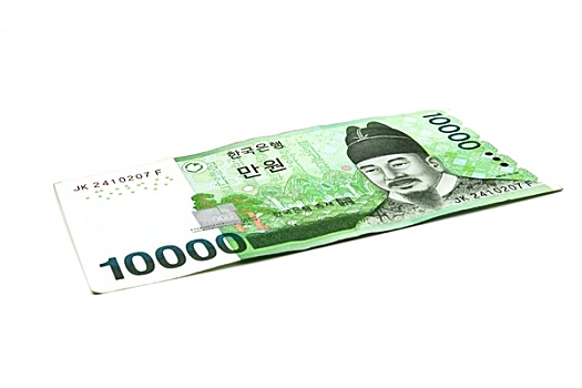 韩国,货币,钞票,隔绝,白色背景,背景