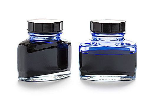 两个,瓶子,蓝色,墨水