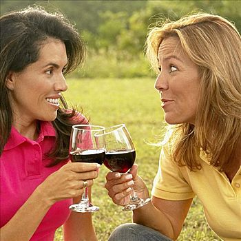 特写,中年,女人,成年,拿着,葡萄酒杯