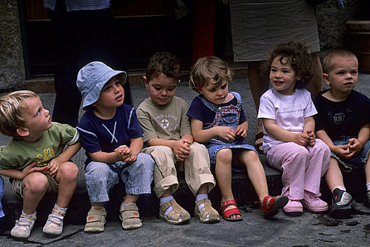 意大利,佛罗伦萨,街景,孩子,幼儿园,等待,冰淇淋