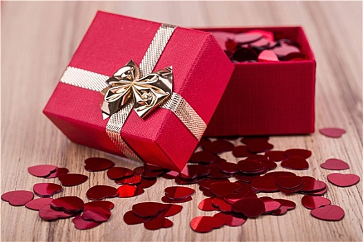 红色,心形,五彩纸屑,收件箱,情人节,爱情,概念