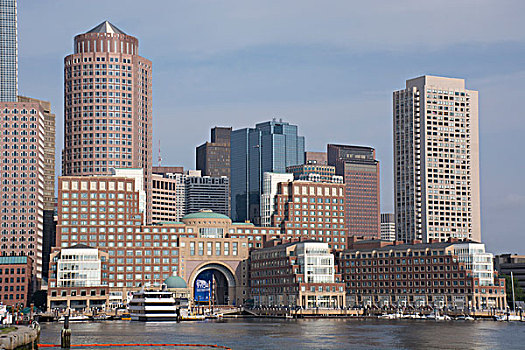马萨诸塞,波士顿,市区,城市天际线,水岸,区域,风景,码头
