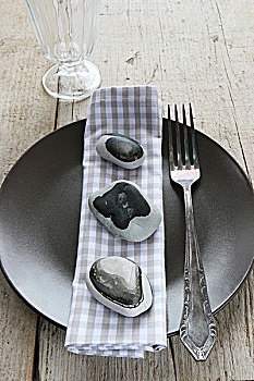 盘子,餐巾,涂绘,石头