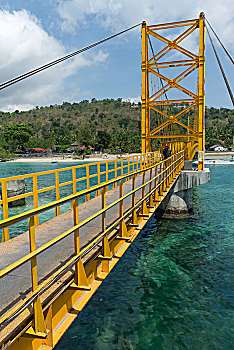 黄色,桥,巴厘岛,印度尼西亚