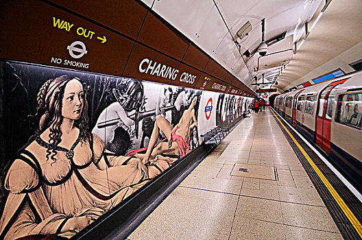 英格兰,伦敦,穿过,地铁,线条,离开,地铁站
