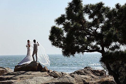 北戴河,海边,老虎石,浴场,沙滩,礁石,海浪,游客,婚纱照,情人,爱情